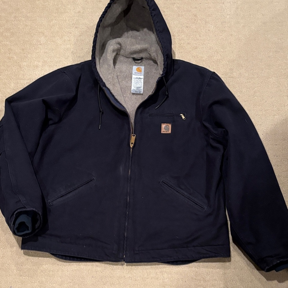 Carhartt Men's Dark Blue Hooded Blue Sierra  Sherpa lined Y2K Performance Jacket